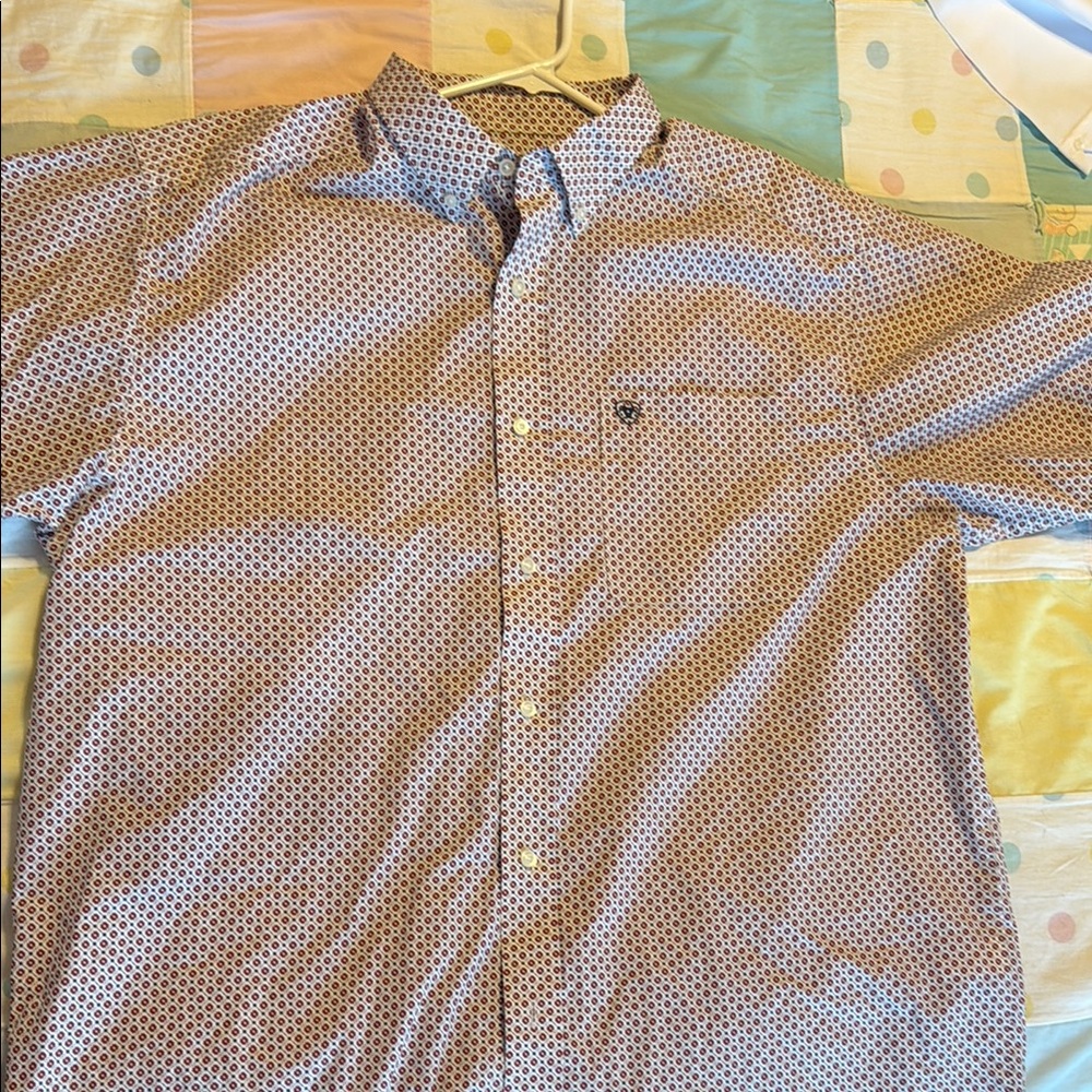 Ariat White and Red Casual Button Down Shirt